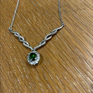 Elegant 925 Chrome Diopside Necklace & Moissanite